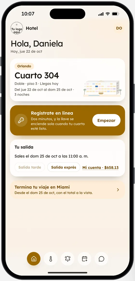 La app del huésped en la demo de Hoteles