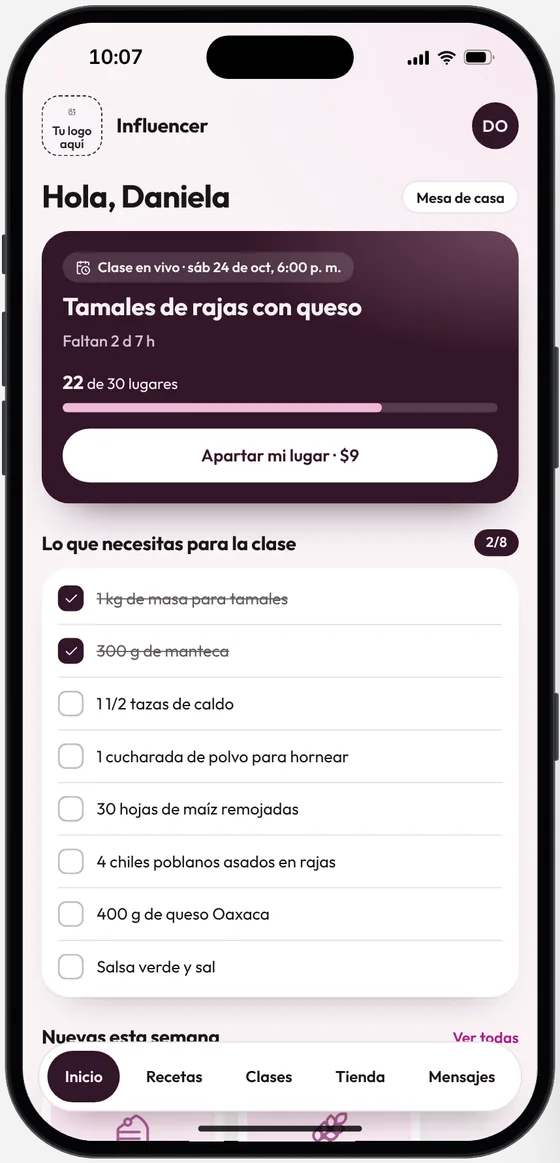 La app de tu comunidad en la demo de Influencer