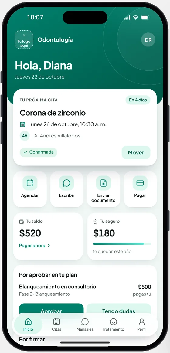 La app del paciente en la demo de Odontólogos